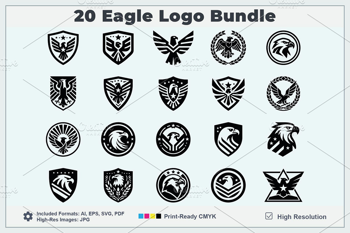 Modern Eagle Shield Logo Bundle, a Branding & Logo Template by Vectorium Studio (Photo 1 of 21)