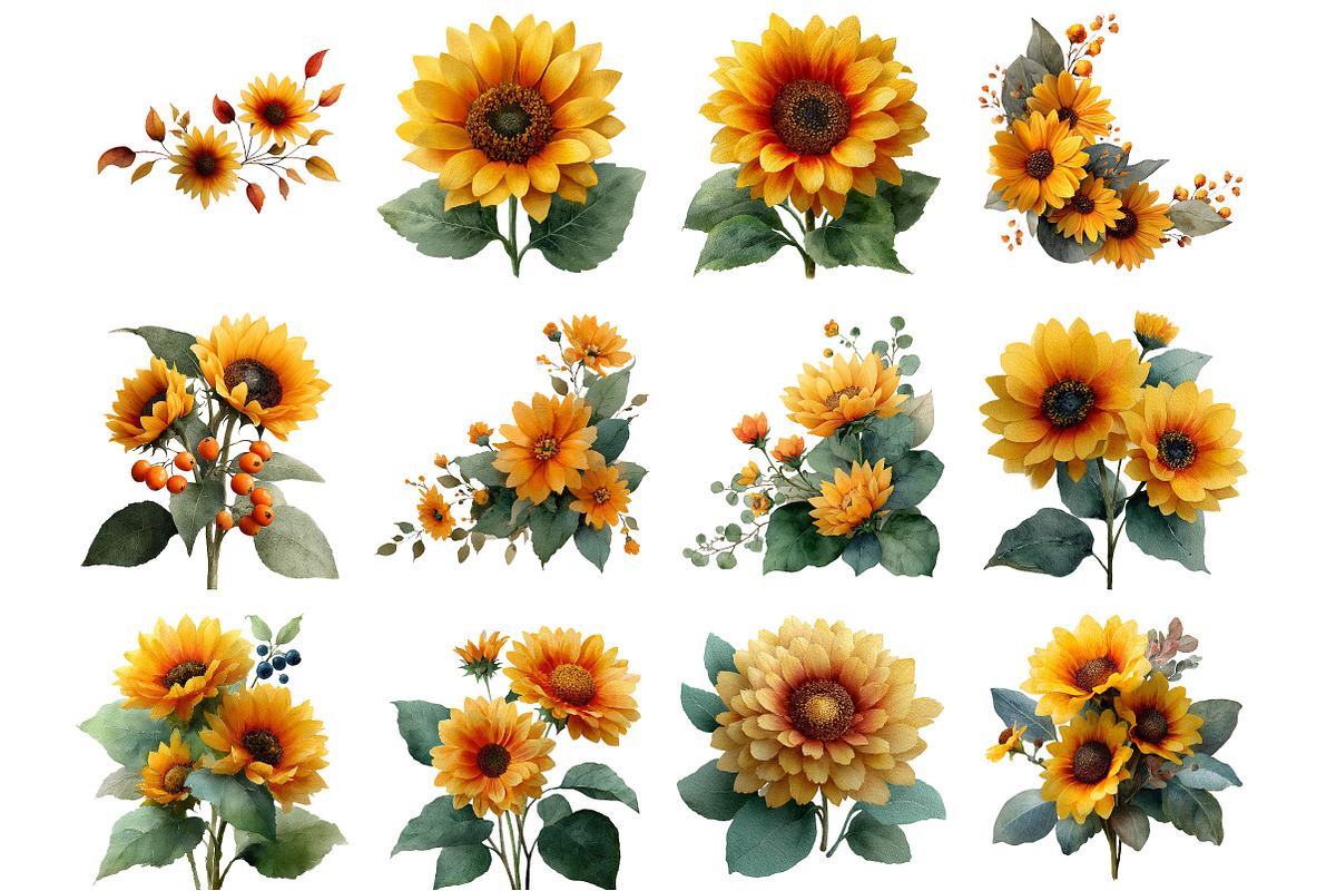 Sunflower Clipart, an Illustration by DreamArtGraphic (Photo 2 of 4)