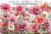 Watercolor Wildflower Clipart, an Illustration by Black Bird Studio (Thumbnail 1 of 5)
