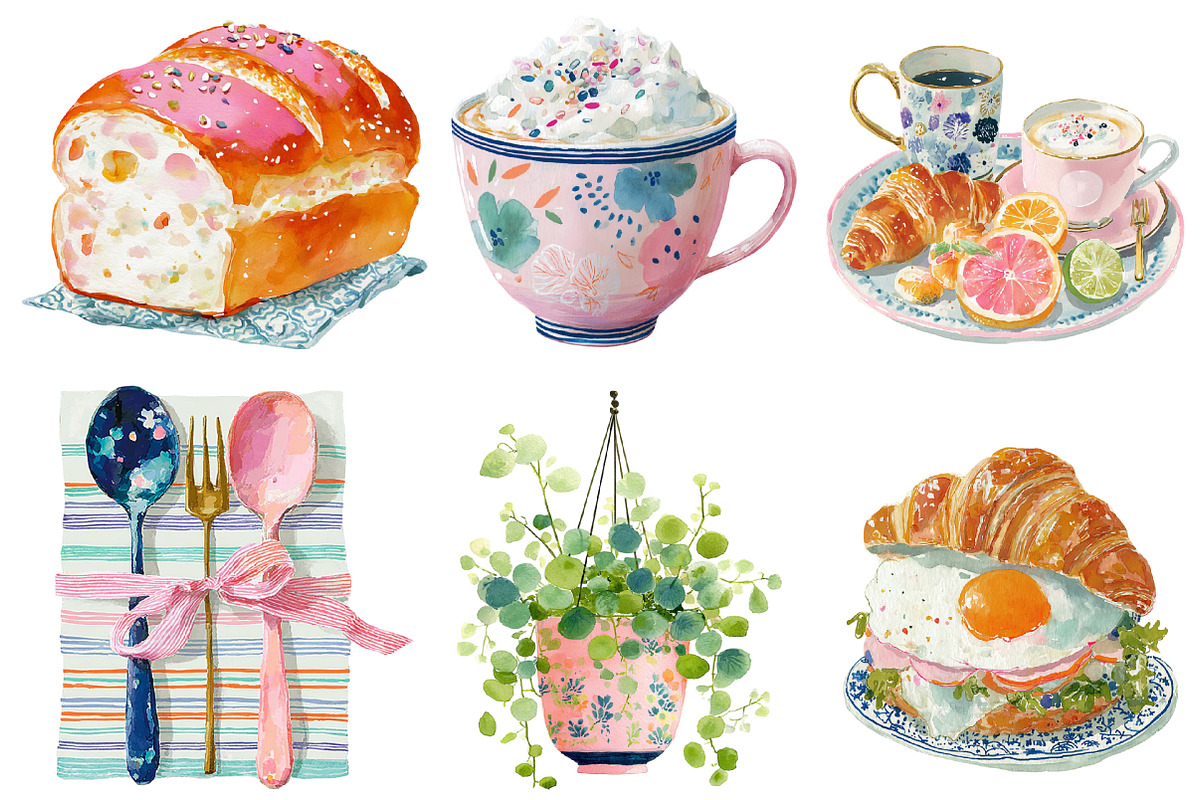 Breakfast & Coffee Clipart, an Illustration by DreamCafeArt (Photo 3 of 6)