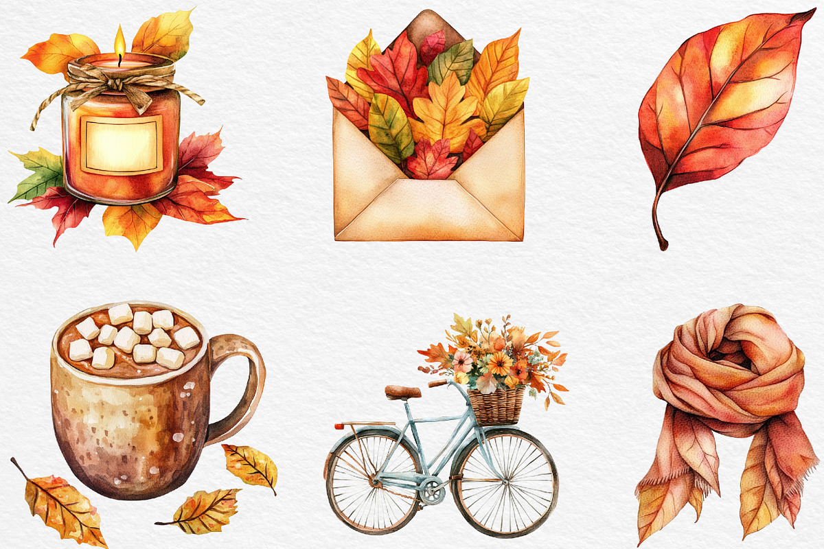 Watercolor Autumn Clipart Bundle, an Illustration by Black Bird Studio (Photo 4 of 6)