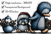 Christmas Ice Blue Penguin Clipart, an Illustration by Libby Wishes (Thumbnail 7 of 7)