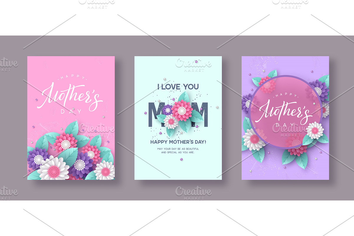 Set of Happy Mothers day typography, an Object Illustration by Liudmyla Matviiets