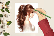 Beautiful Bridal Hairstyle Clipart, a Person Illustration by RobertsArt (Thumbnail 3 of 7)