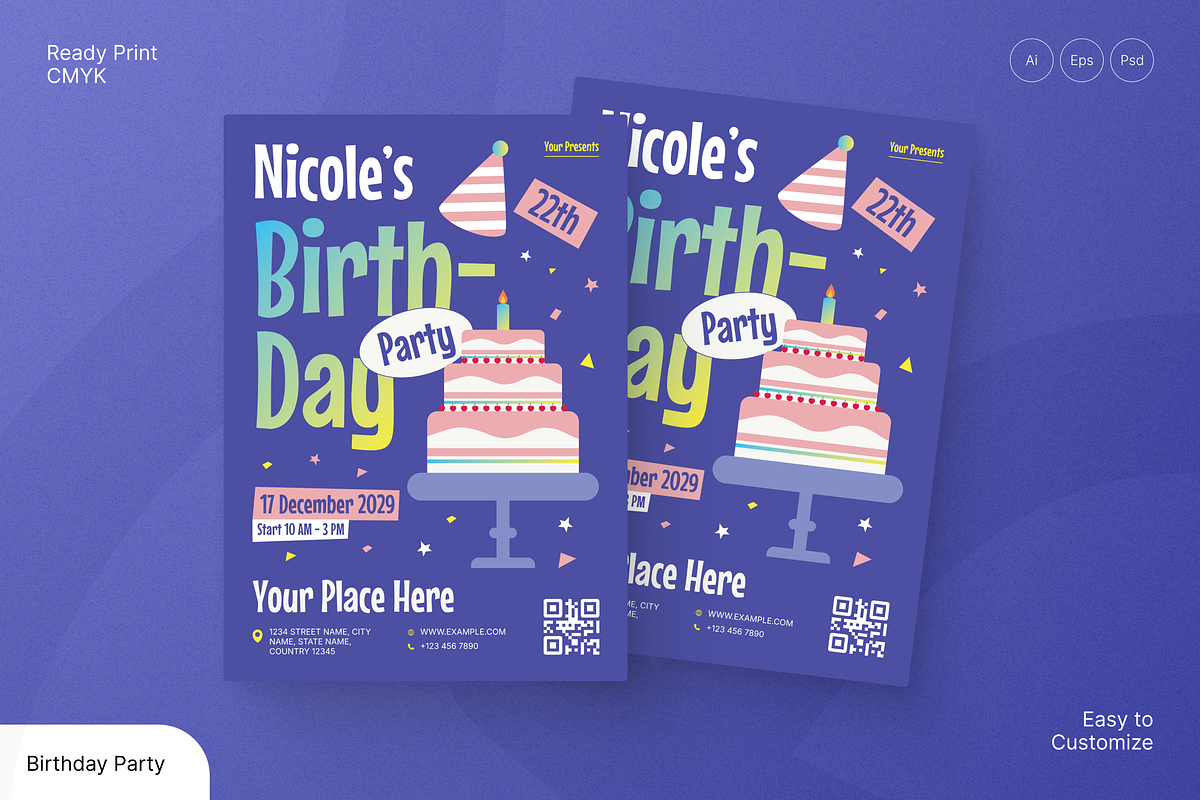 Birthday Party Flyer, a Flyer Template by Annora Studio (Photo 1 of 6)