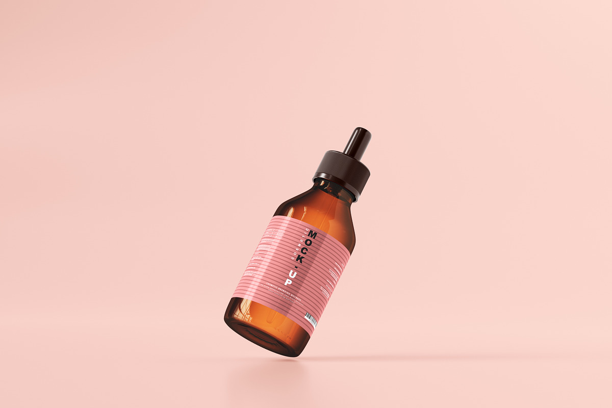 Amber Glass Dropper Bottle Mockups, a Cups & Container Mockup by pmvch (Photo 15 of 26)