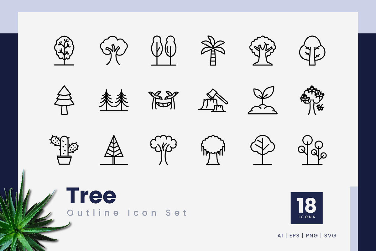 Tree Outline Icons, an Outline Icon by Zeer Graphic (Photo 2 of 2)