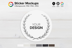 Round Sticker Mockups - PSD & PNG