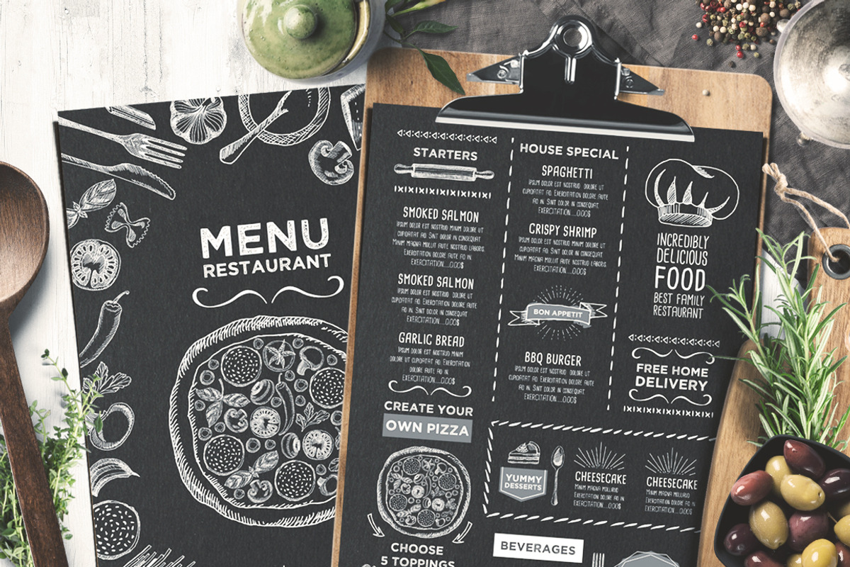 FREE! Trifold + Cafe Menu Template, a Brochure Template by BarcelonaShop (Photo 1 of 6)