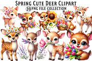 Cute Deer Spring Clipart Bundle, an Illustration by Dream Creation (Thumbnail 1 of 5)