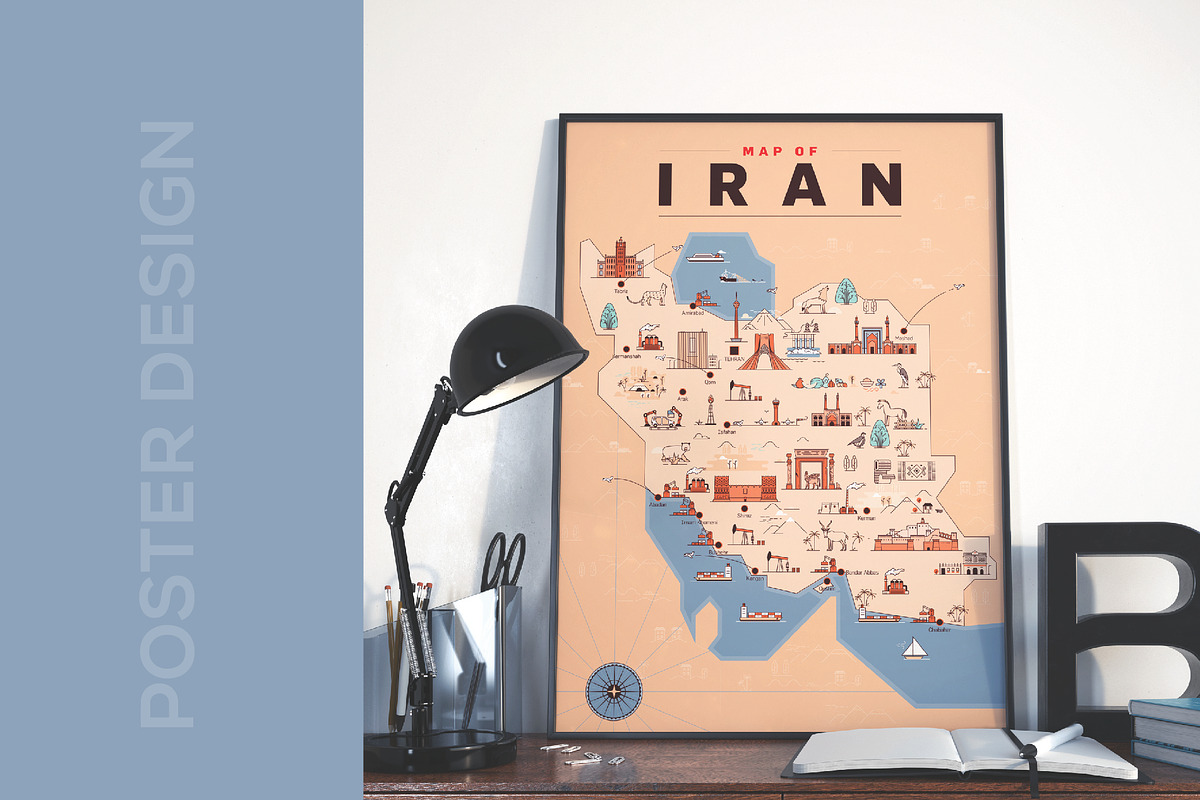 Iran Map Illustration, an Illustration by Kursat Unsal (Photo 2 of 6)