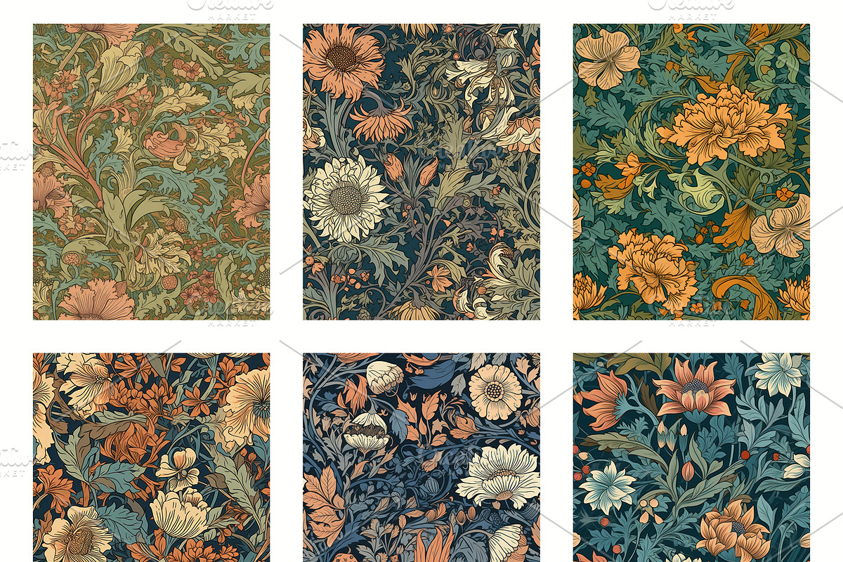 Seamless pattern with flowers, an Illustration by Pundateam (Photo 2 of 5)