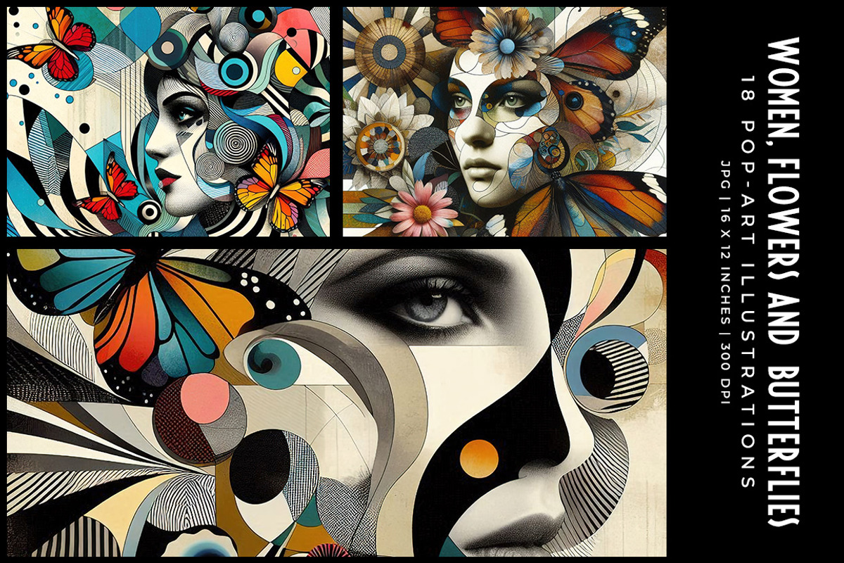 Women, Flowers and Butterflies, a Decorative Illustration by Digital Art Creations (Photo 5 of 12)