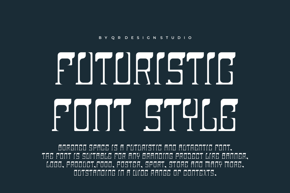 Borgneo Space - Futuristic Font, a Serif Font by QR Design Studio (Photo 2 of 6)