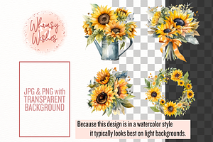 Watercolor Sunflowers Clip Art