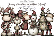 Funny Christmas Reindeer Clipart, an Illustration by designcity5 (Thumbnail 1 of 5)