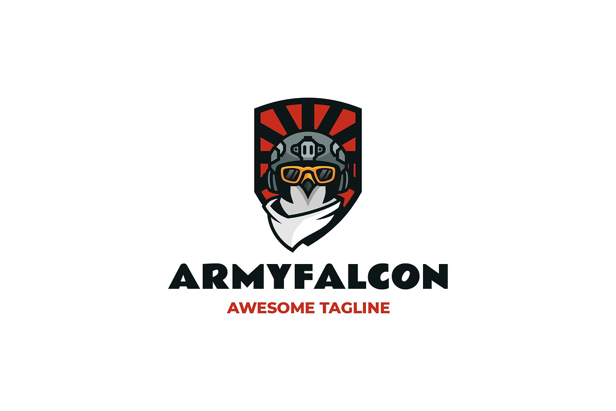 Mascot Army Falcon Head Logo Design, a Branding & Logo Template by Artnivora.Std