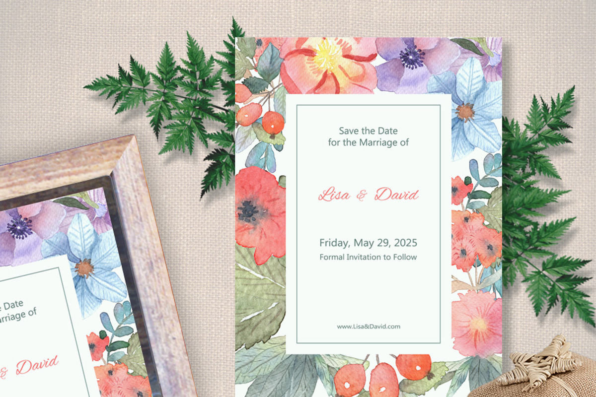 Floral Watercolor Wedding Suite, an Invitation Template by Love Design (Photo 4 of 11)
