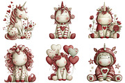 Whimsical Valentine Unicorn Clipart, an Illustration by DreamArtGraphic (Thumbnail 2 of 4)