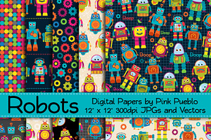 Seamless Robot Patterns Or Papers