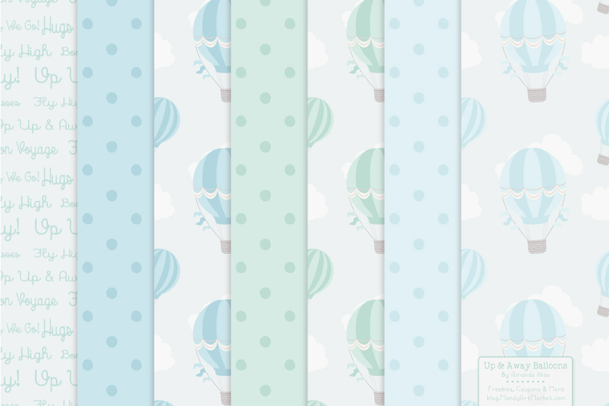 Blue & Mint Hot Air Balloons, an Illustration by Amanda Ilkov (Photo 5 of 5)