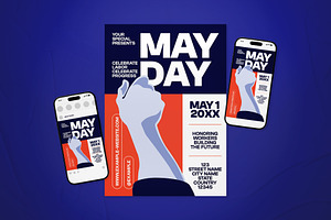 Blue May Day Flyer Set, a Flyer Template by The Good Store