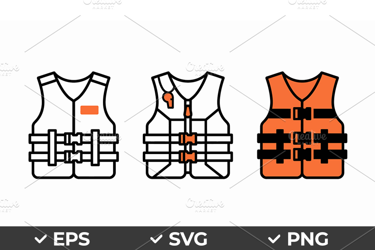 Life Jacket Safety Vector Icon Set, an Object Graphic by Artonix (Photo 1 of 3)