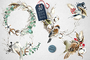 Birds and  Cotton Watercolor Set, an Illustration by WBS Design (Thumbnail 3 of 9)
