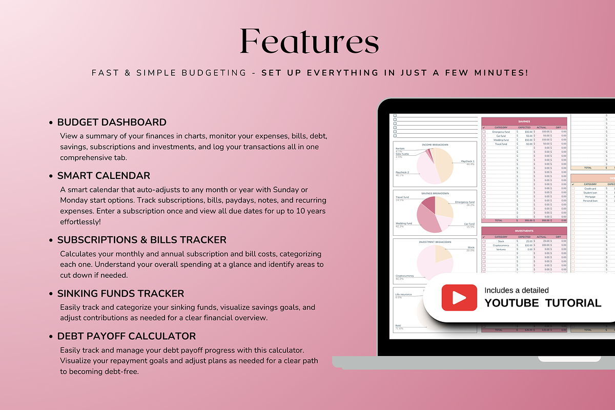 Ultimate Monthly Budget - Red, a Templates & Theme by The Creative Plans co (Photo 3 of 10)