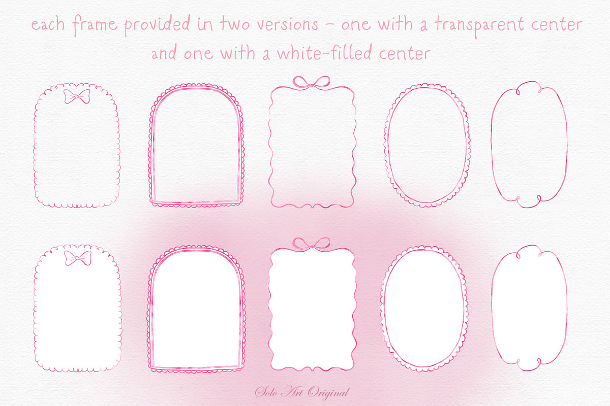 Pink Watercolor Hand-Drawn Frames, an Object Graphic by Solo Art Original (Photo 4 of 14)