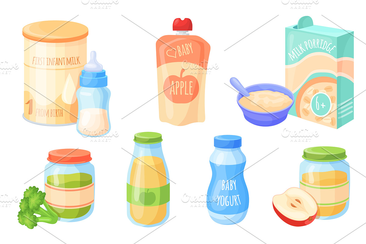 Baby food products. Infant kid, a Food Illustration by Stock-Smart-Start
