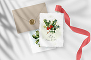 Christmas Holly Watercolor Clipart, a Decorative Illustration by Vasmila (Thumbnail 2 of 6)