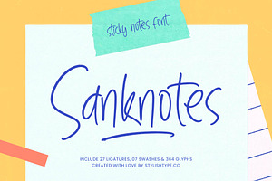 Sanknotes - Sticky Notes Font, a Script Font by stylishtype.co