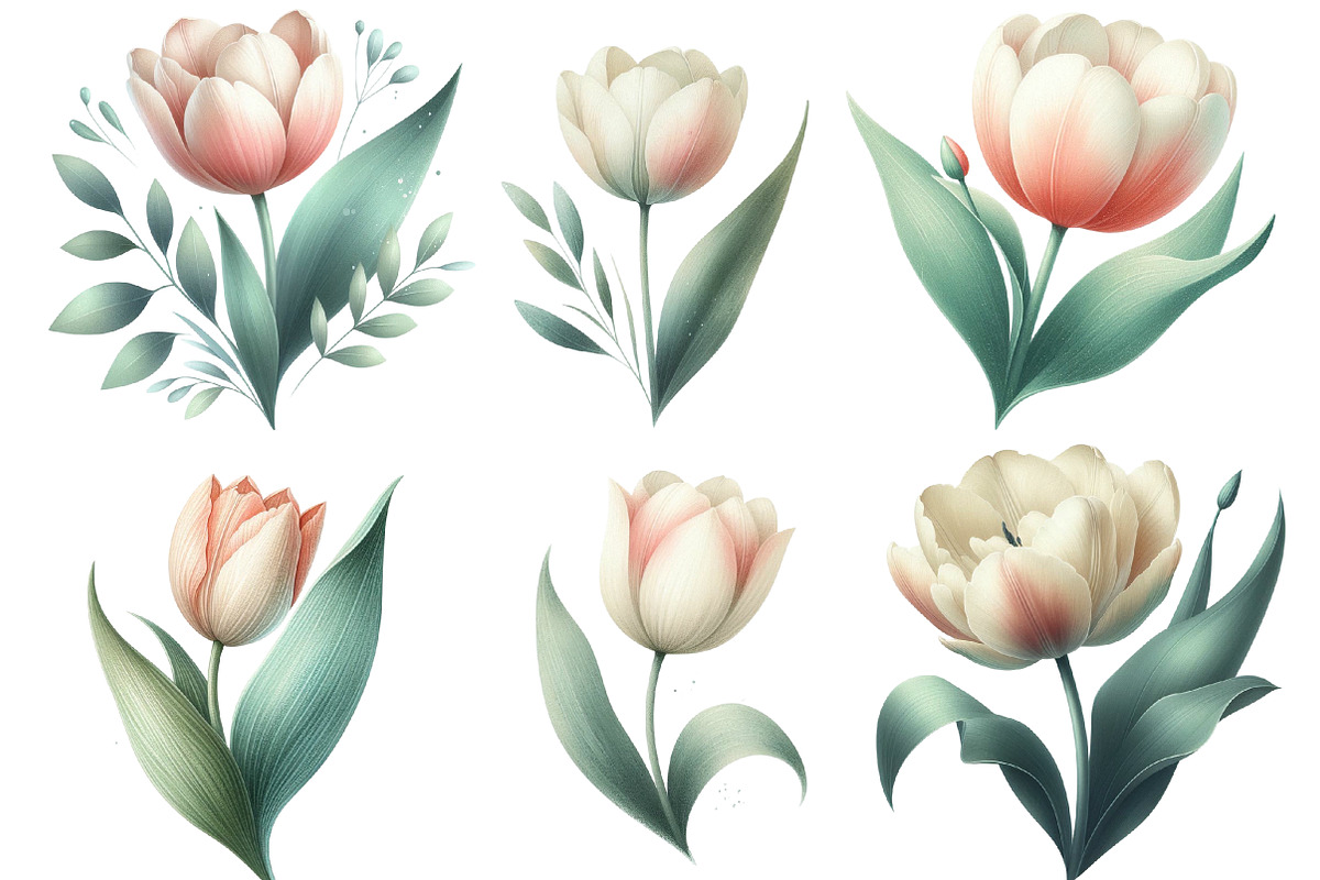 Whimsical Tulips Spring Flower Cli, an Illustration by Designworld (Photo 2 of 4)