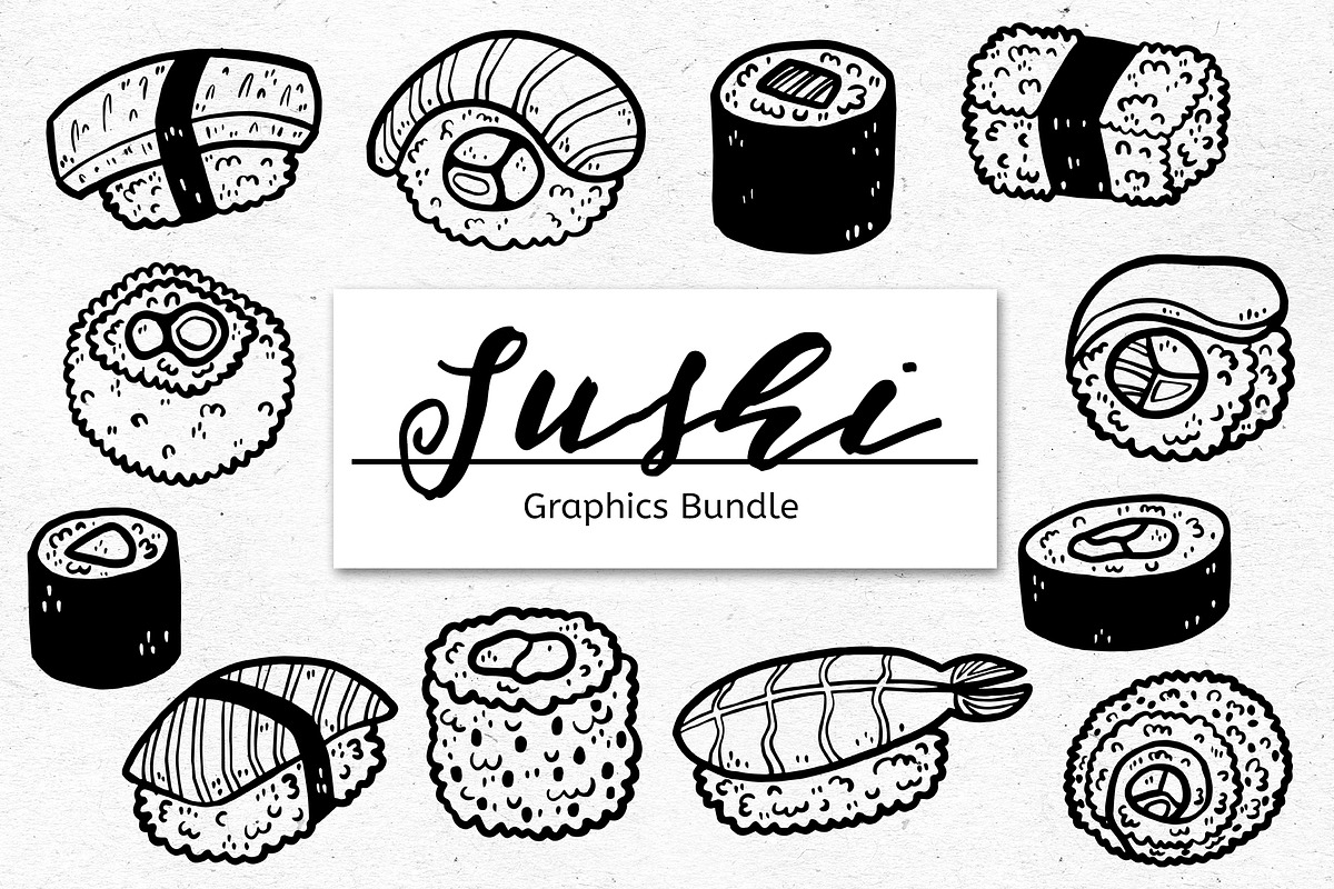 Sushi Line Art Bundle, an Object Graphic by voidea