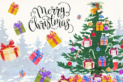 watercolor christmas clipart, an Illustration by Art & Things (Thumbnail 10 of 12)