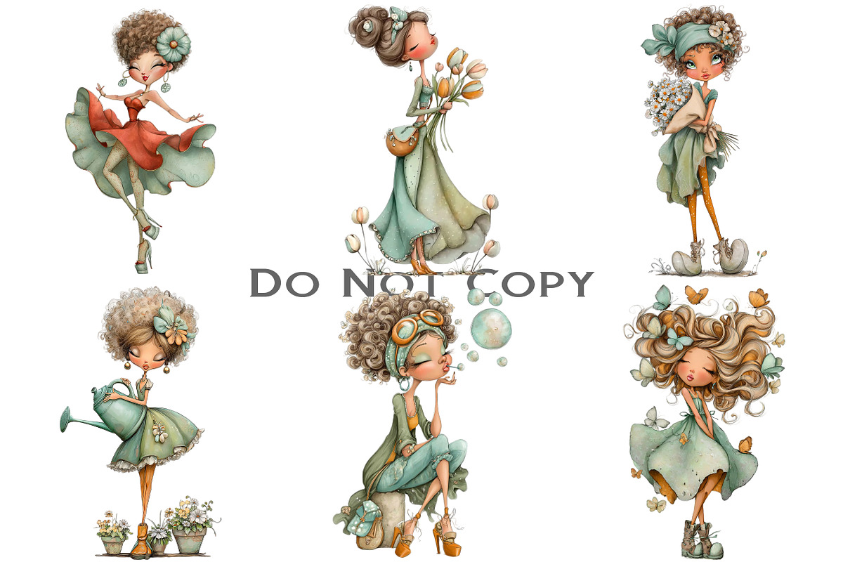Whimsical Lady Clipart Bundle, an Illustration by Craft Nest (Photo 5 of 9)
