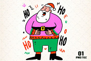 Retro Funny Christmas Santa clipart, an Illustration by DreamCafeArt (Thumbnail 1 of 4)