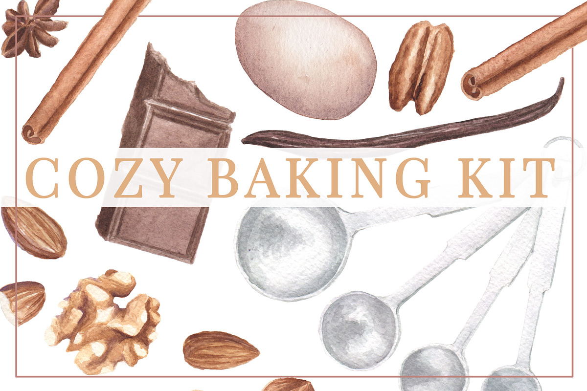 Cozy Baking Watercolor Kit, an Illustration by Instinct Design Co (Photo 1 of 3)