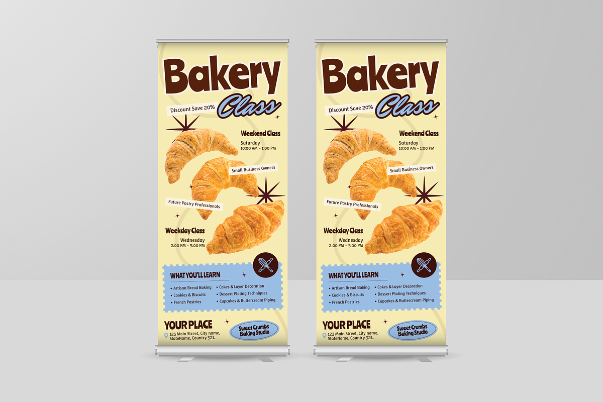 Modern Bakery Class Roll Up Banner, a Poster Template by Annora Studio (Photo 2 of 6)