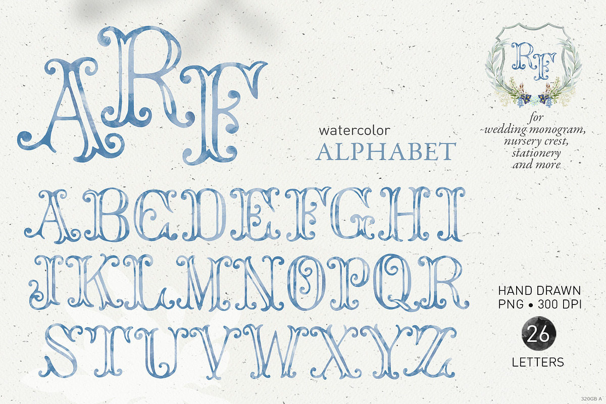 Blue monogram typeface crest initial, a Decorative Illustration by GrafikBoutique (Photo 1 of 3)