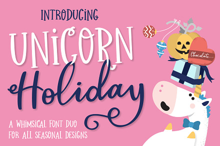 Unicorn Holiday Font Duo, a Script Font by Tu Neuwin