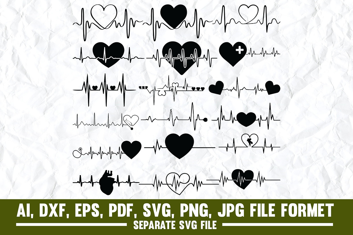 Heartbeat, Heart, Pulse, Love SVG, an Object Graphic by VectorArtPrintableDesign (Photo 1 of 5)
