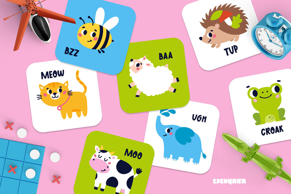 Baby Sounds Printable Flashcards, a Card Template by Ejevyaka (Photo 4 of 5)