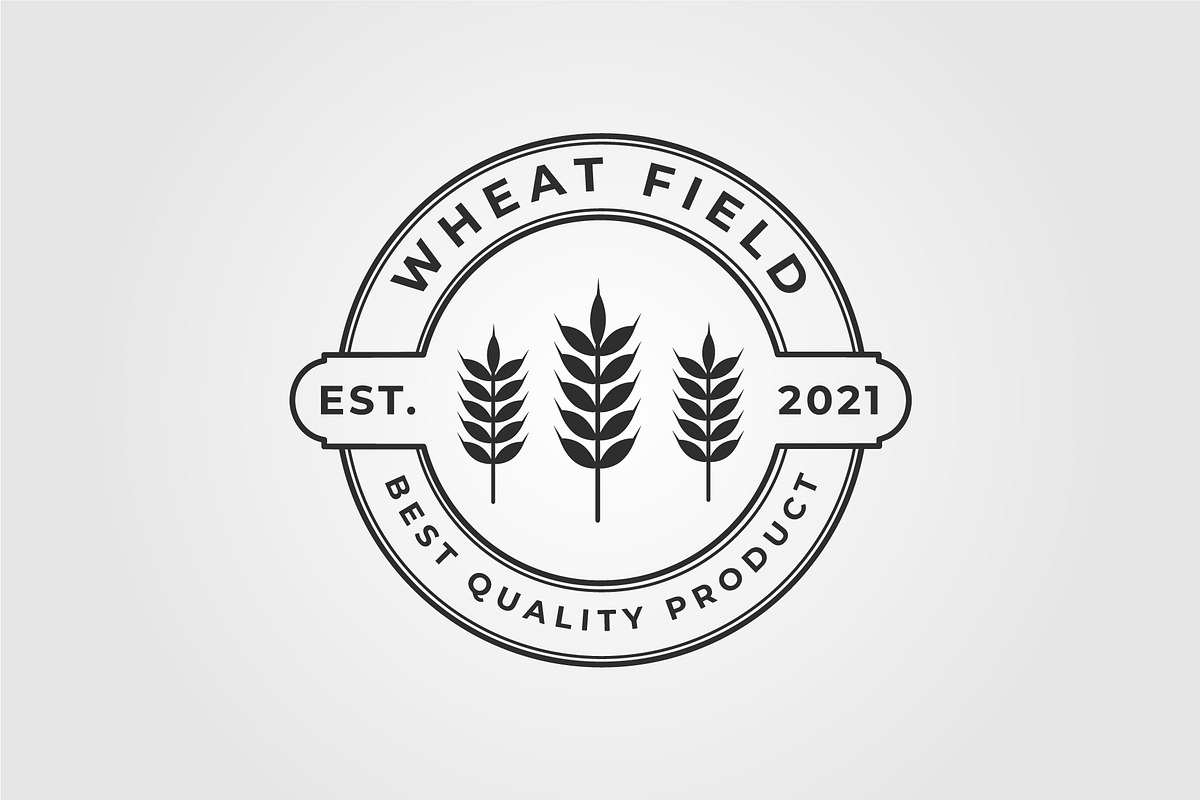 vintage farm and wheat field logo, a Graphic by Rizkaarishandy_shop