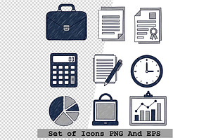 Set of business and office vector, an Icon by one-touch