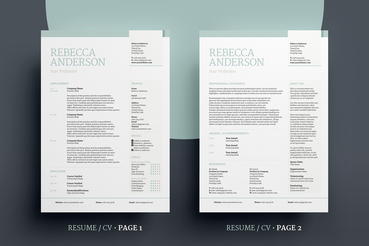 Elegant Resume/CV V2, a Resume Template by bilmaw creative (Photo 2 of 3)