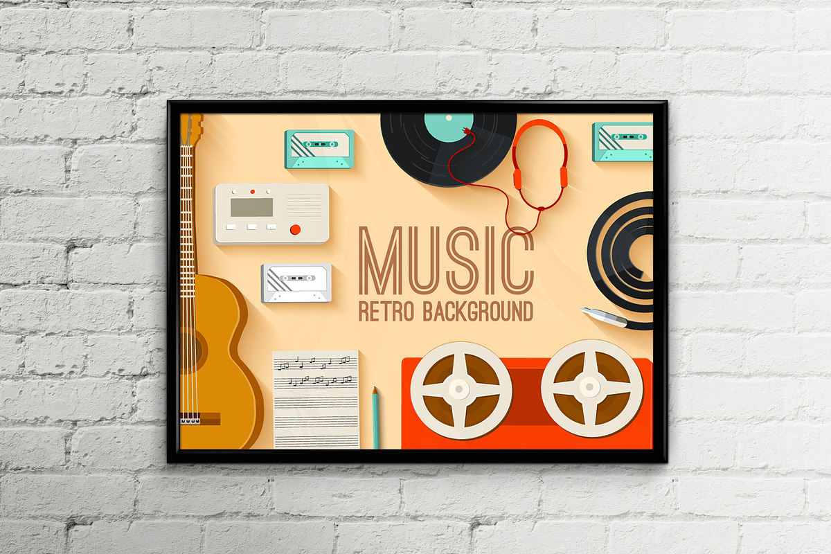 retro musical equipment background, an Illustration by LineTale (Photo 2 of 2)