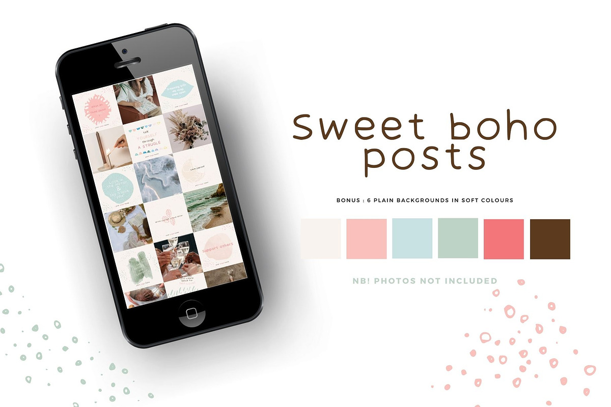 Boho Instagram Post Templates Canva, a Social Media Template by monicamaze