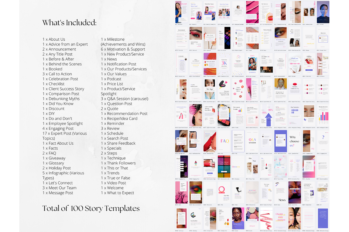 100 Color MakeUp Social Media Story, a Social Media Template by PatternLab. (Photo 2 of 9)